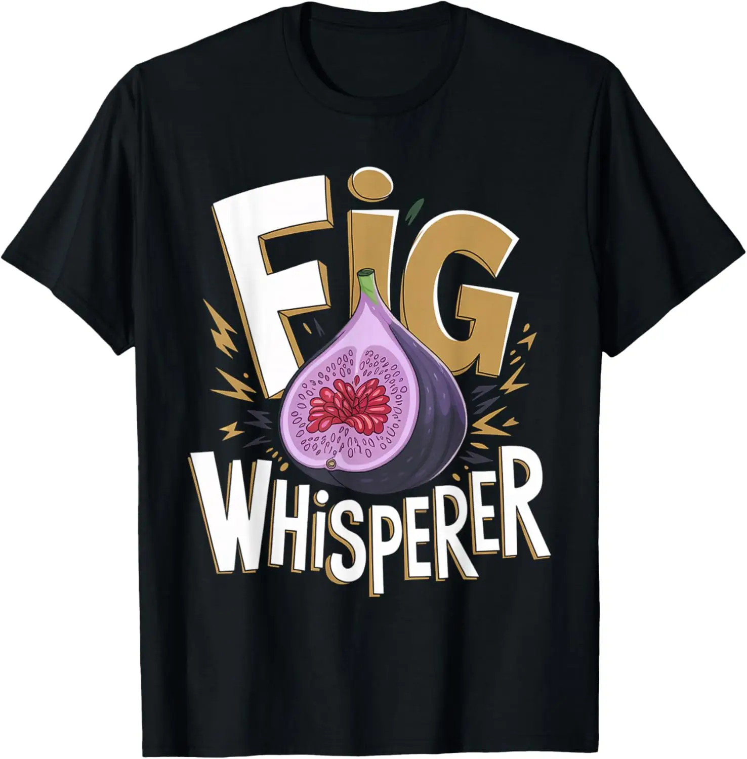 Funny Fig Whisperer Design Vegetarian Figs Plant Lover Men T-Shirt 100% Cotton Trendy Y2K Short-Sleeve Tee-Soft, Quick-Drying,