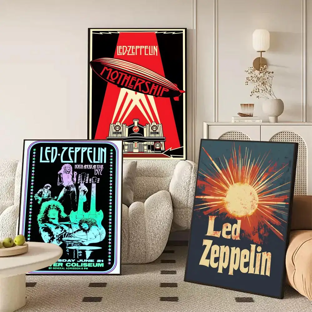 Band L-Led Z-Zeppelin Poster Waterproof Self-Stick Wall Art Stickers, Removable Wall Decor for Living Room and Bedroom