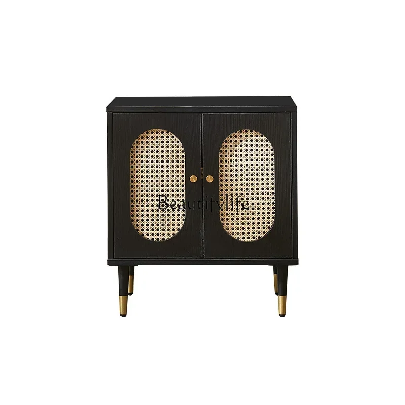 

55Wabi Sandy Wind Medieval Rattan Bedside Table Nordic Simple Modern Storage Cabinet