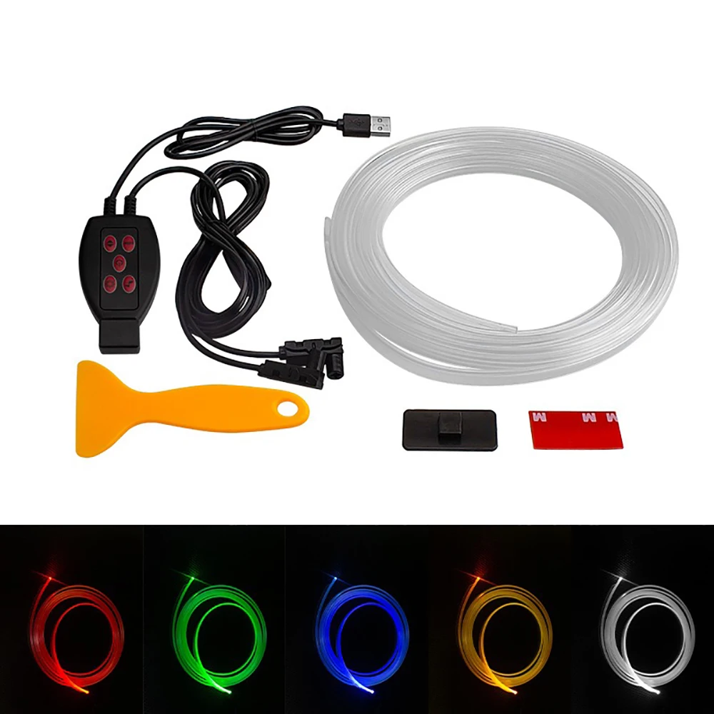 USB fiber optic ambient light, RGB voice controlled decorative light, car center console instrument panel ambient light