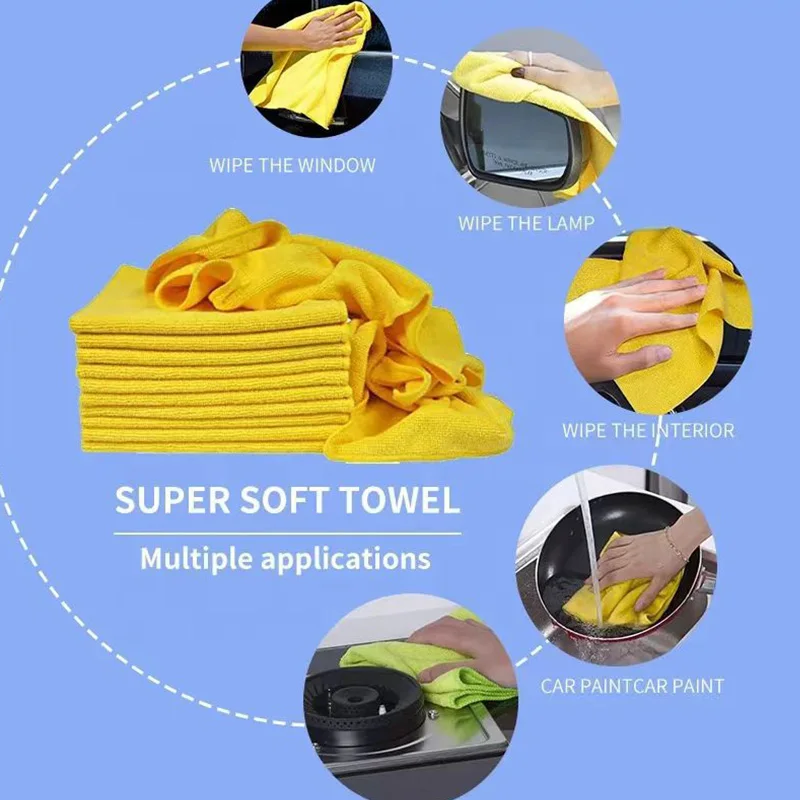 16*16in Large Car Drying Towel Hemmed Auto Wax Detailing Car Seat Cover Towel Garage Ultra Plush Microfiber Quick Dry Car Towel