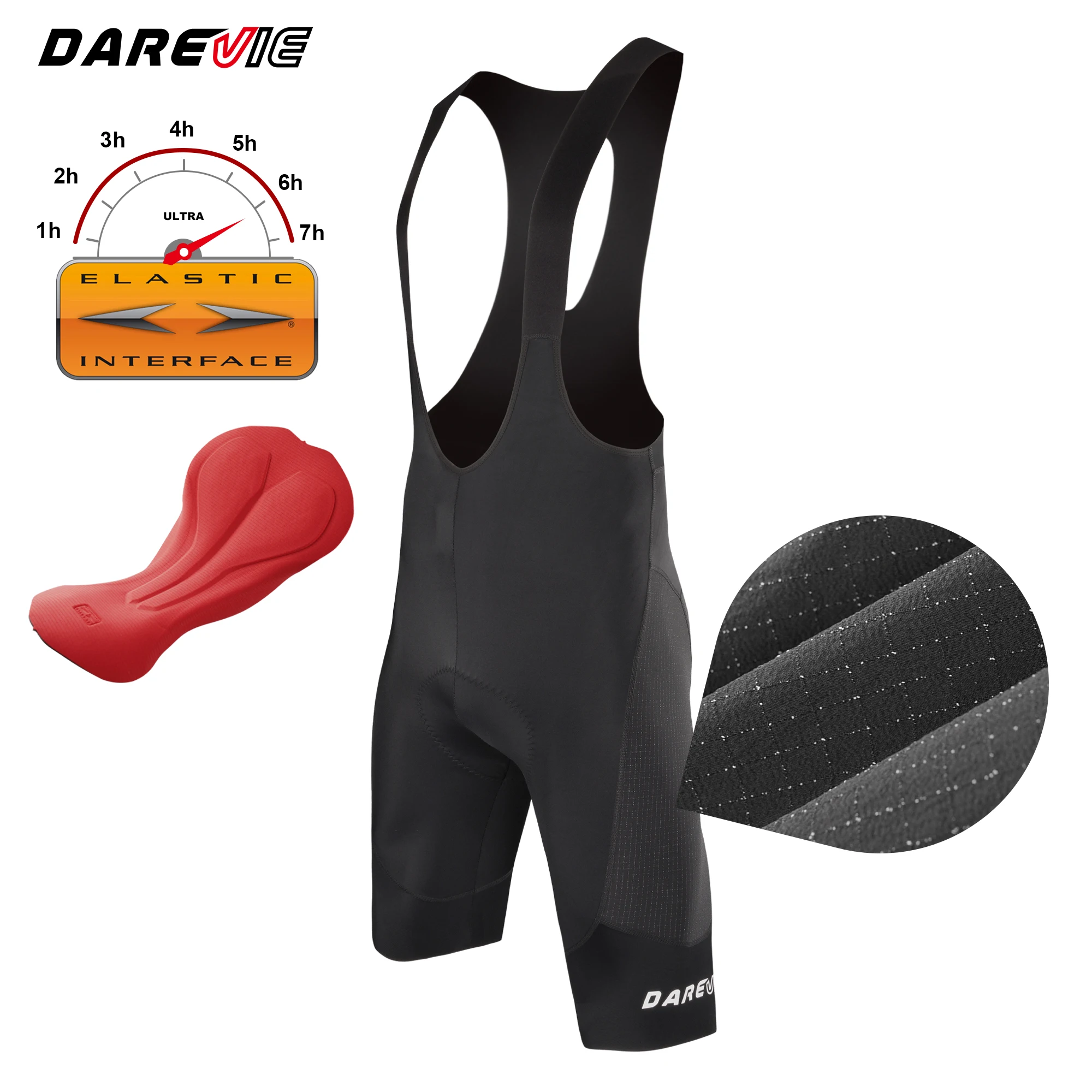 

DAREVIE Мужские велосипедные шорты Bretelelle Italy Elastic Interface ® Велосипедные шорты Pad 120KG/m³ для мужчин, износостойкие велошорты на лямках