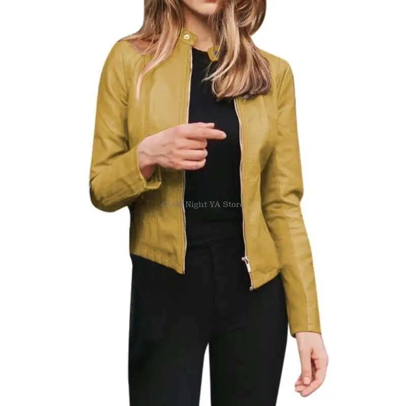 

Женские куртки из искусственной кожи, укороченная мотоциклетная куртка из искусственной кожи, тонкий байкерский бомбер с осенние