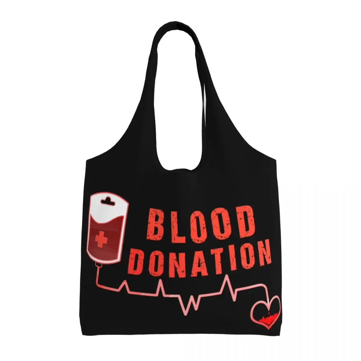 Blood Donation Grocery Shopping Bag Funny Printing Canvas Shopper Shoulder Tote Bags Big Capacity Durable Bags Handbags