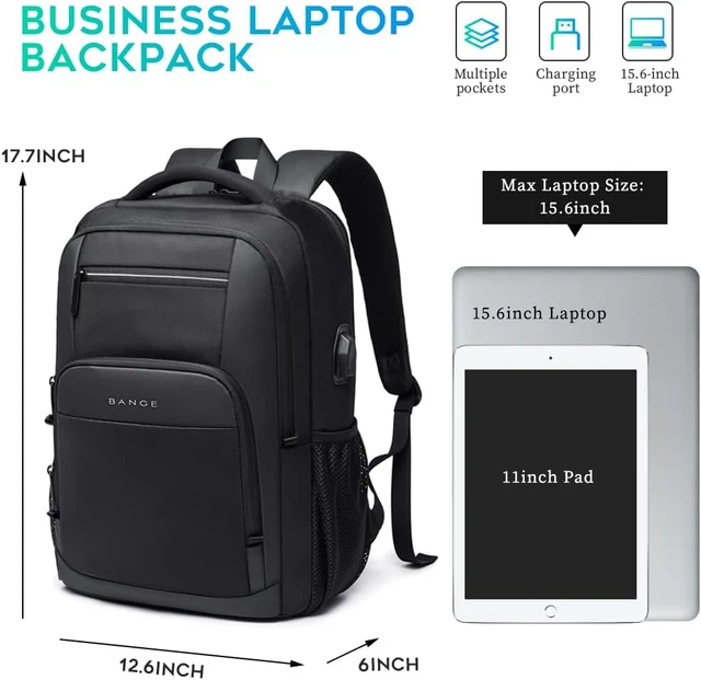 BANGE Lightweight 15.6 inch Laptop Backpack Waterproof USB Charge Port Multifunctional Travel Hiking School Bag Mochila for Men 2