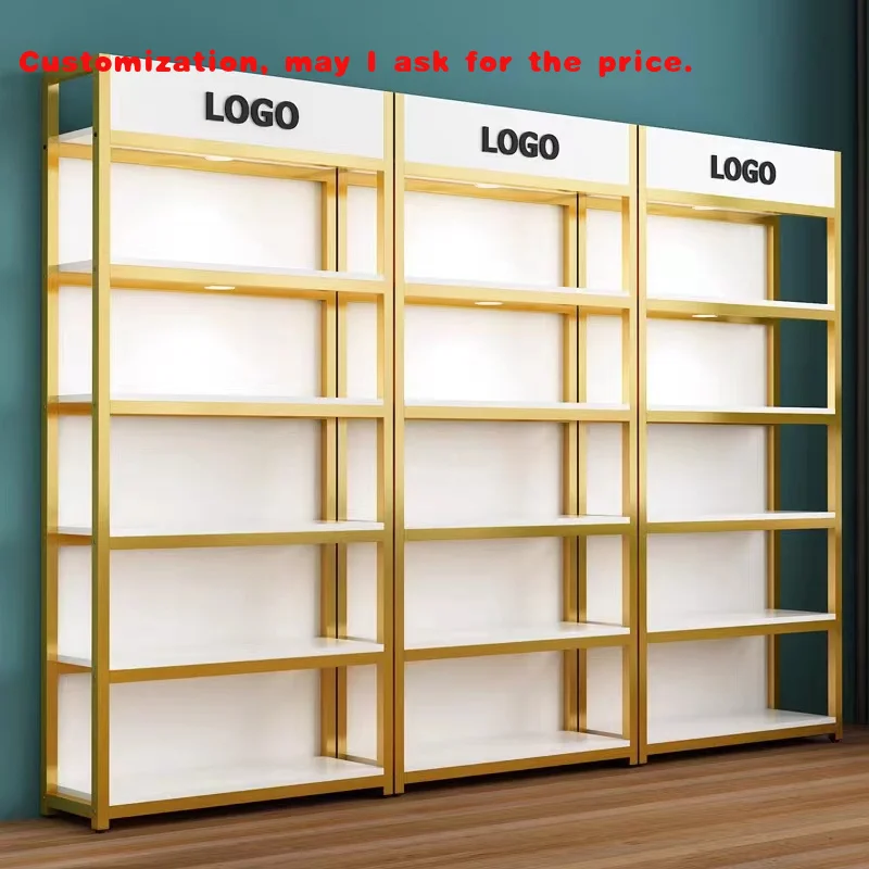 

custom.Cheap Price Retail Store Wood Floor Skincare Shelves Wooden Storge Stand Metal Cosmetic Display Rack Cosmetic Shops