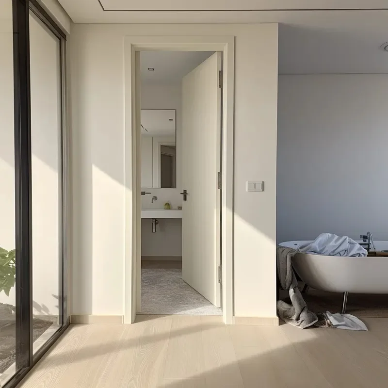 for Solid Wood Interior Door Painted Composite Wooden Bedroom Door Sound Insulation Set Swing Single Door Modern Simplicity