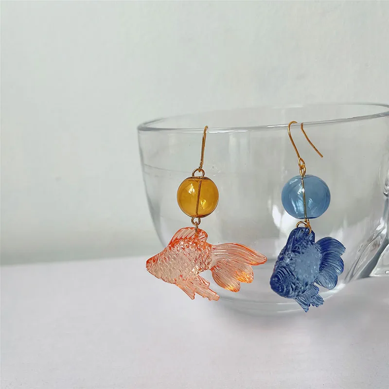 Designer Goldfish Dangle Earrings Sweet Resin Fish Drop Earrings For Women 2023 Summer Earings Jewelry