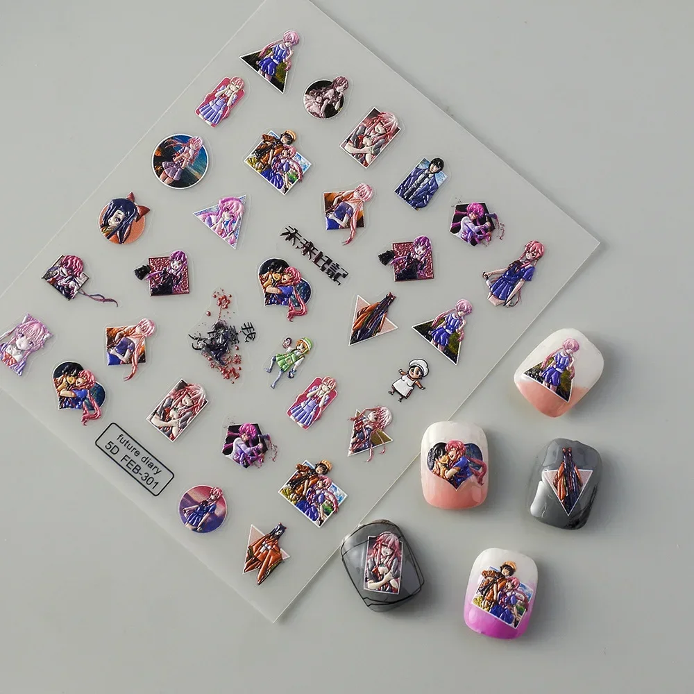 Gasai Yuno Anime Nail Stickers Otaku Nail Art Knife Gasai Yuno Self Adhesive Nail Art Accessories Manicure Sticker for Nails