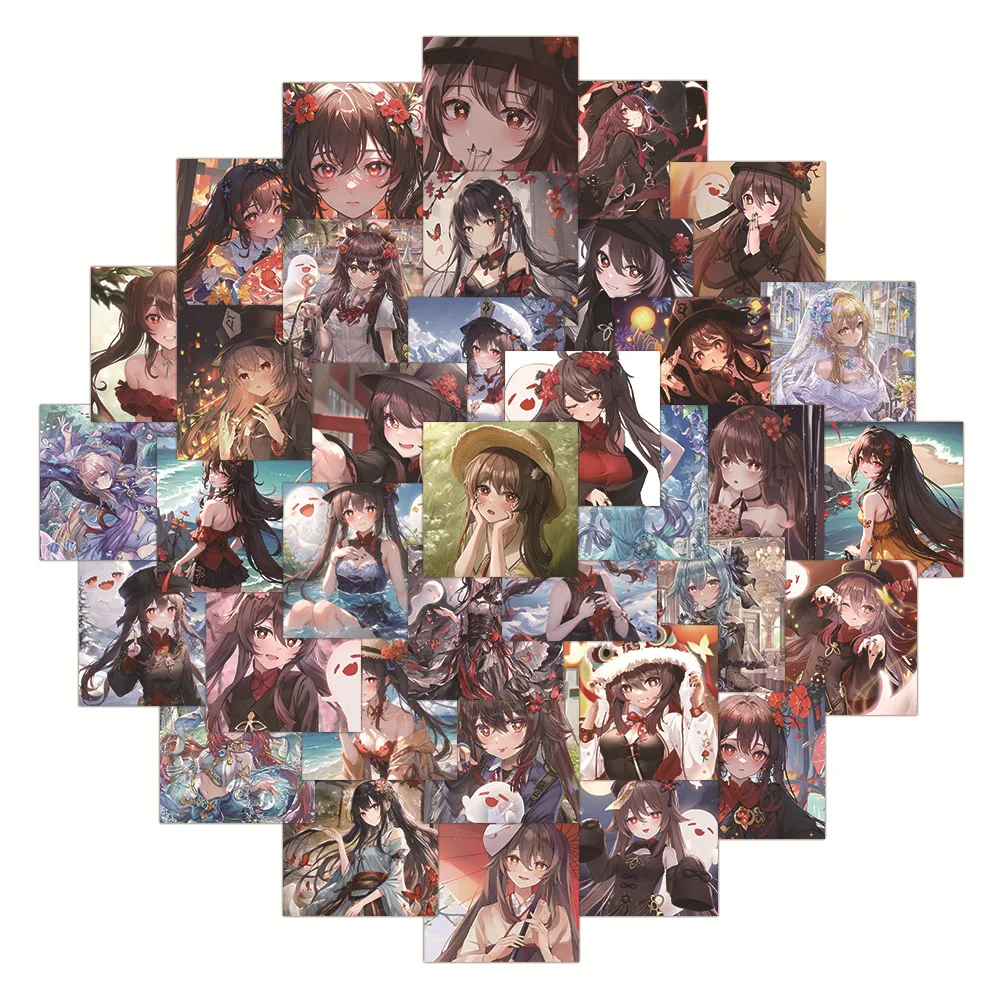 10/30/60PCS Genshin Hu Tao Stickers Decals Decoration Suitcase Scrapbooking Laptop Phone Stationery Game Anime Girl Kid Sticker