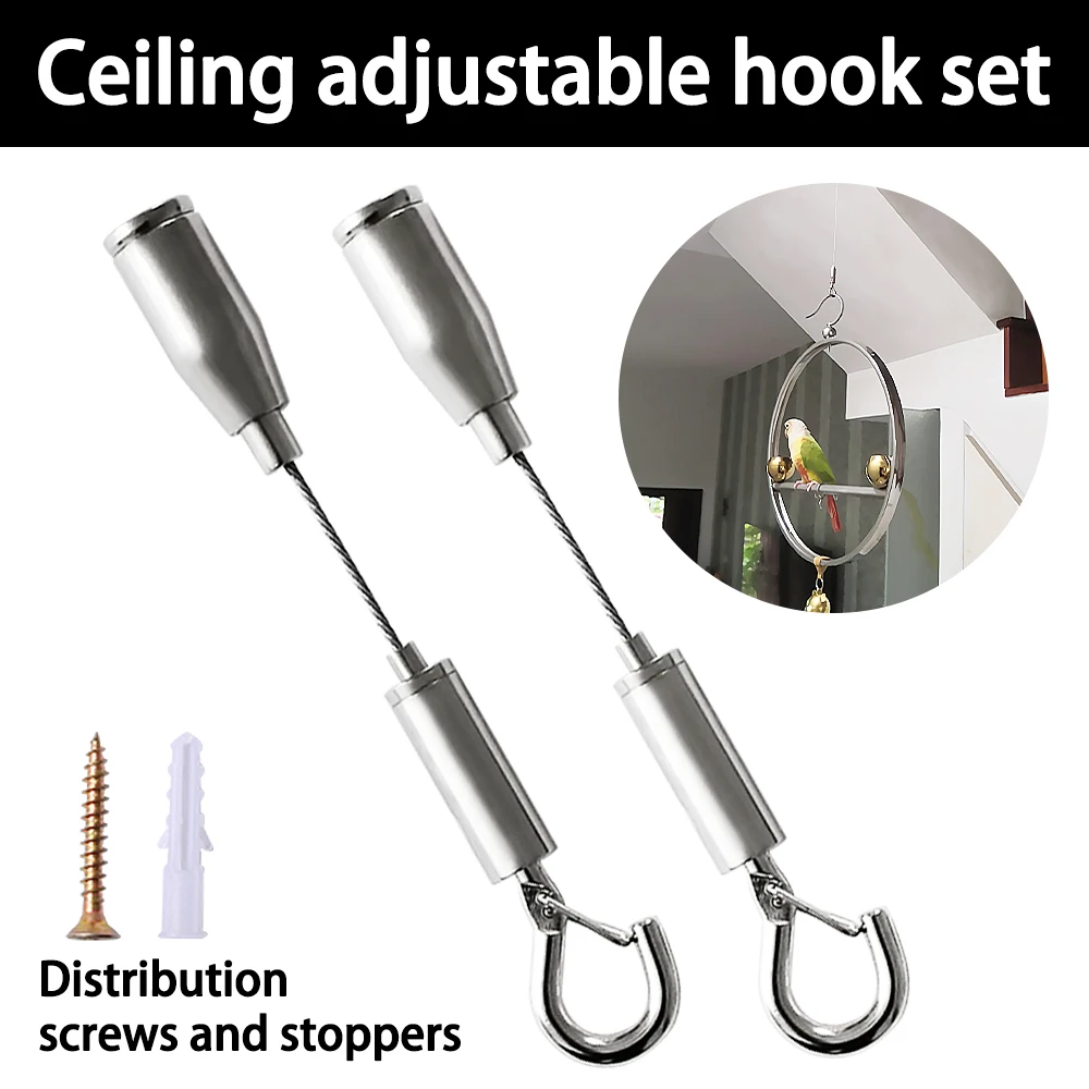 طقم حبل من أسلاك الفولاذ المقاوم للصدأ مع خطاف أمان قابل للتعديل ، رمز تعليق ، قدرة حمل قوية