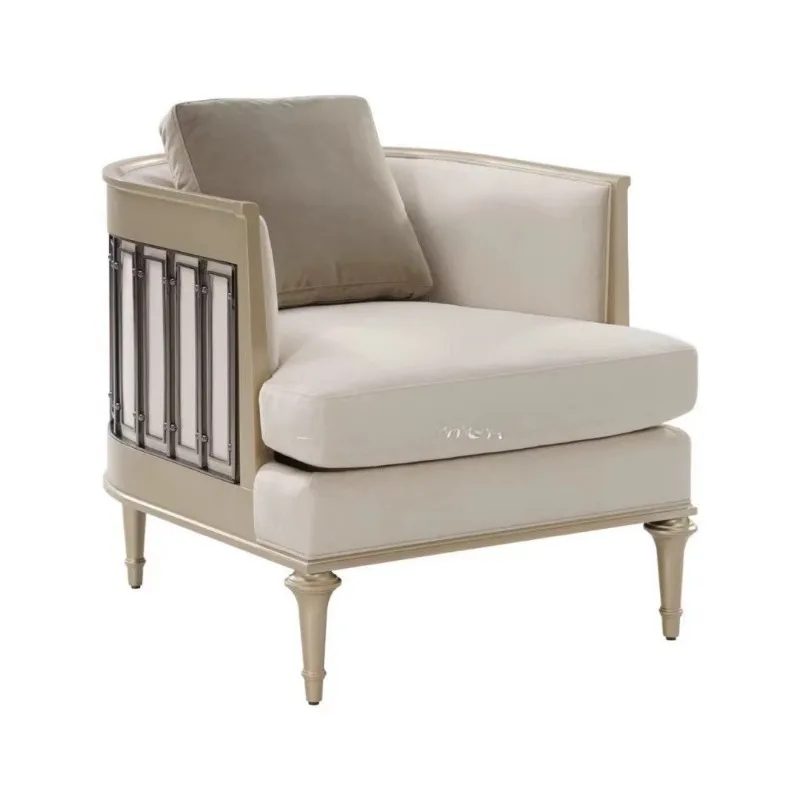 

Furniture Light Luxury Meike Furniture American Neoclassical Single Leisure Sofa Solid Wood Fabric Sofa