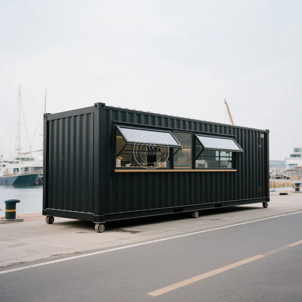 

Folding Container trailer Street Restaurant Food Cart Trailer With Customized Lightboard For Catering Big Truck Van