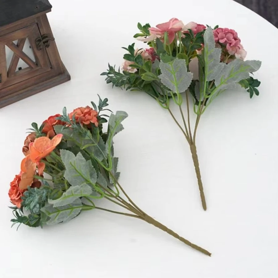 Artificial Flowers Hydrangea Bridal Bouquet Accessories Clearance Festival Wreath Scrapbooking Vase For Home Wedding Decoration