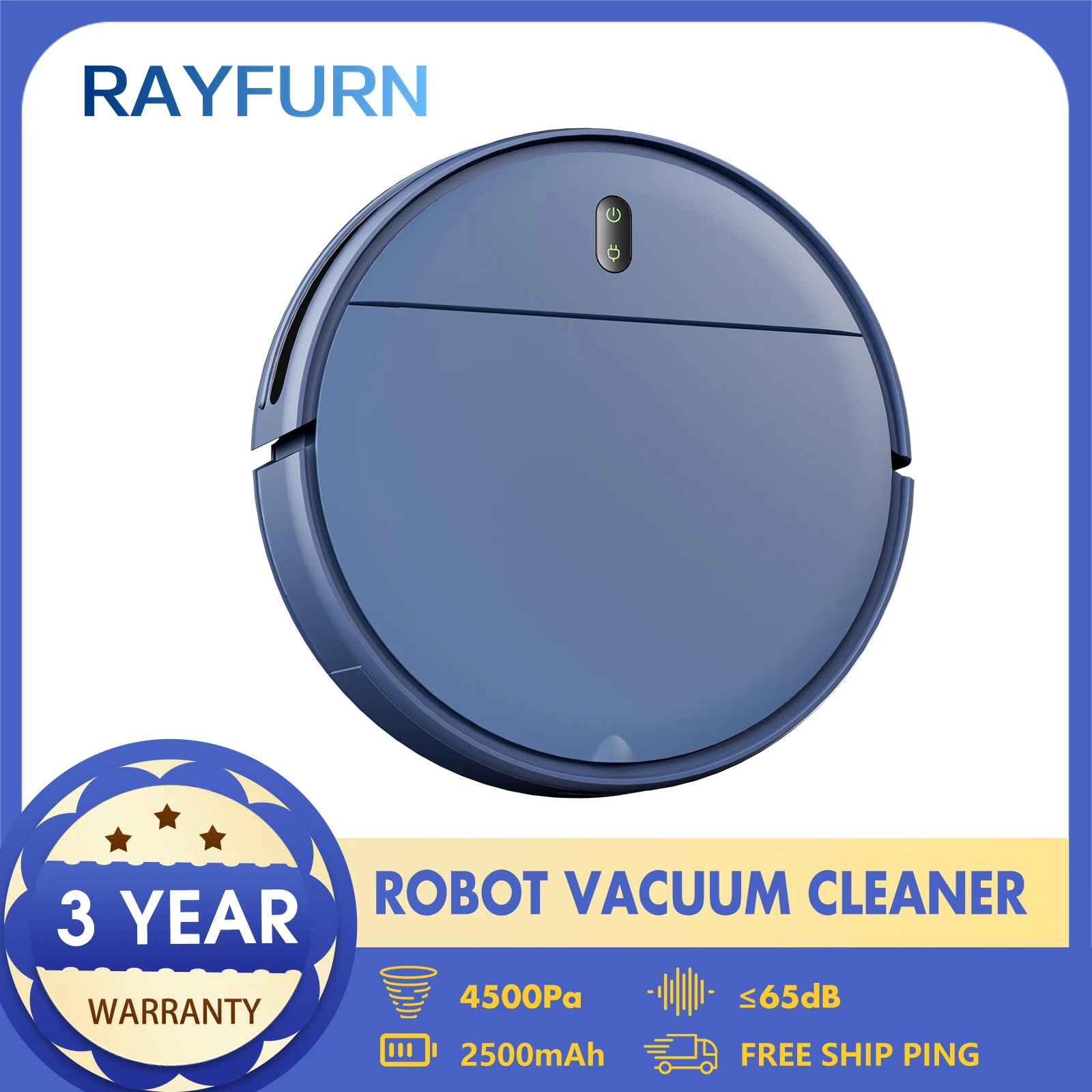 

Rayfurn BR151 Robot Vacuum Cleaner, Self-Charging Robotic Vacuum, 150min Cordless APP Control Smart Home Floor Carpet Cleaning