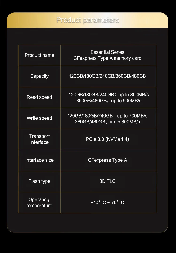 Exascend Original 8K UHD CFexpress Typ-A Karte VPG200 CFA Speicherkarte für Sony Kamera 480GB 240GB 360GB Max 800Mb/s Lesegeschwindigkeit CFE – Detail 7