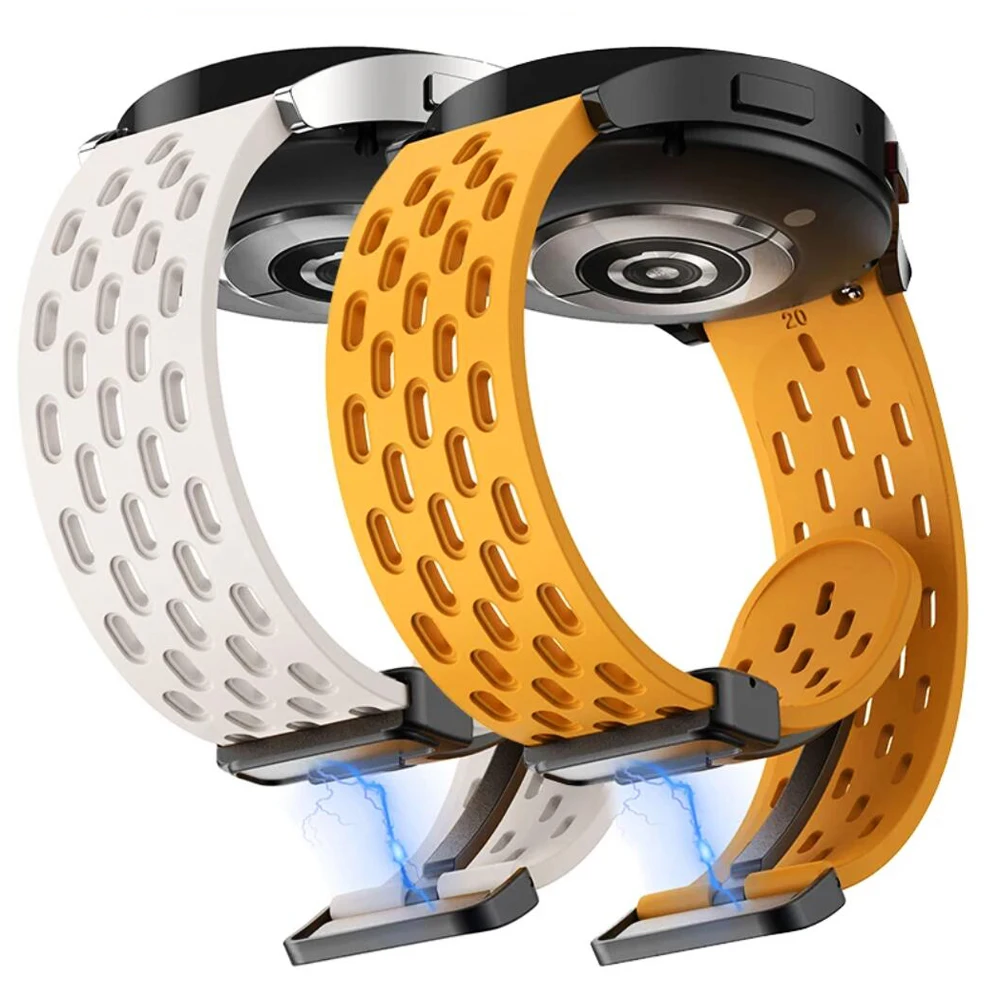 22mm 20mm Watch Band for Samsung Galaxy Watch 5 6 7 4 6 Classic Active 2 Magnetic Silicone Straps for Amazfit Bip 3 Huawei GT4 3