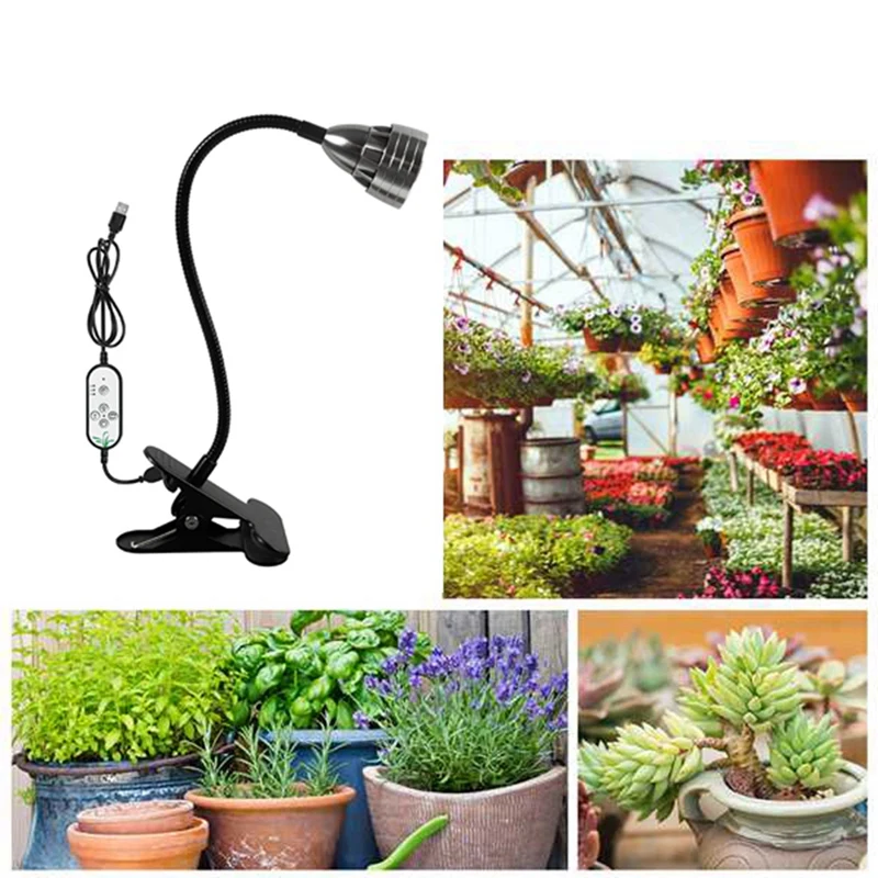 LED Grow Light For Indoor Plants,Full Spectrum Desk Clip Plant Light For Seedling Blooming Adjustable