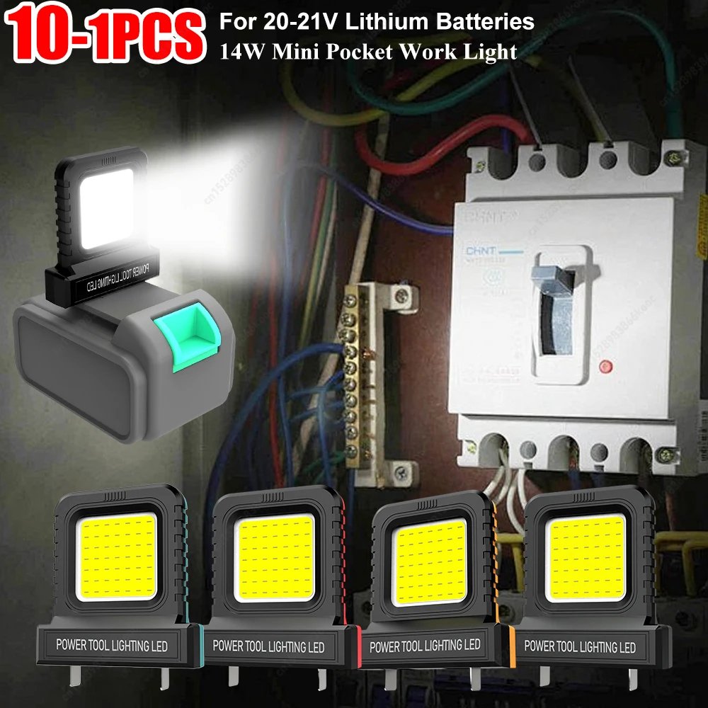 

Мини-карманный рабочий фонарь 14 Вт с 2 режимами освещения, сильный свет, супер яркий прожектор для аккумулятора 21 В для ремонта автомобилей, лагеря, рыбалки