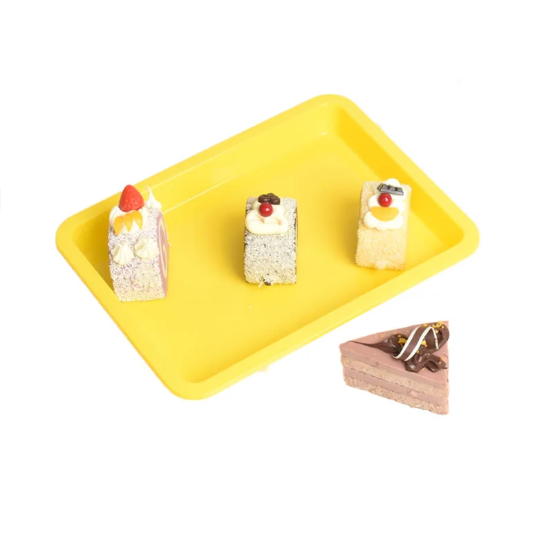 5pcs Simple Rectangular Fruit Dessert Plastic Storage Tray Kitchen Supplies Fruit Plate Restaurant Hotel Bread Pans Tray