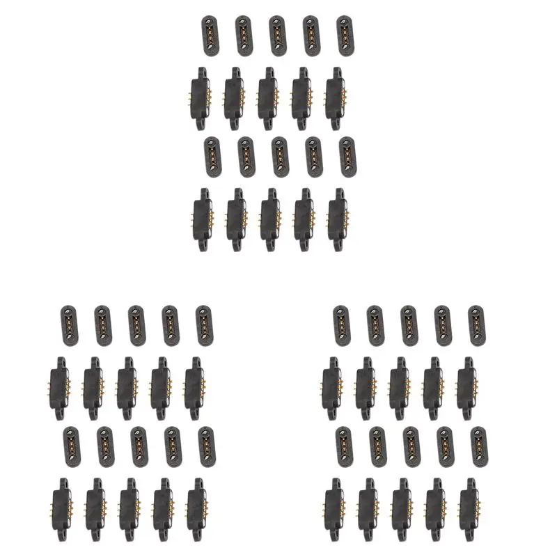 30 Pairs Spring Loaded Magnetic Pogo Pin Connector 3 Positions Magnets Pitch 2.3MM Through Holes Male Female Probe