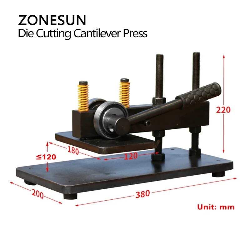 ZONESUN Leather Die Cutting Machine, Cantilever Press, Double Bearings Leather Template Tool, ZS-CP1