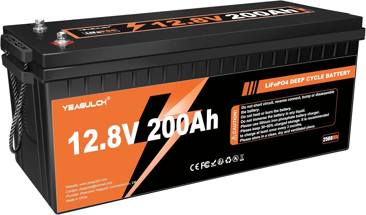 12V 200Ah LiFePO4 Lithium Battery Built In 200A BMS 15000 Deep Cycle 2560Wh Low Temp Protection Rechargeable Batteries RV Campin