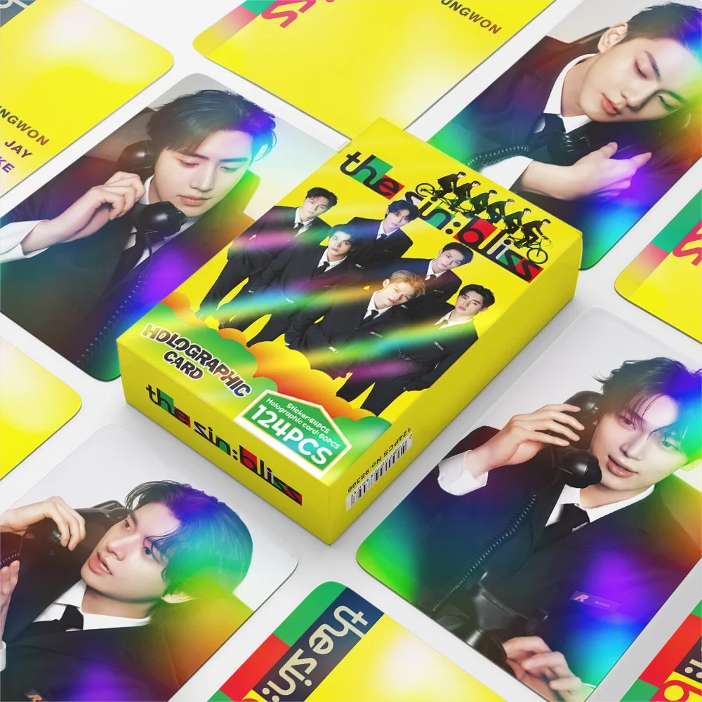 124PCS Laser Card Greeting Card 8TH MINI ALBUM BLISS 92PCS Boy Group LOMO Card Sticker Decoration Card For Fans Gifts