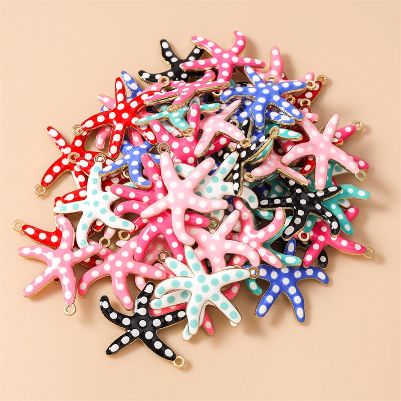 

20pcs 25x25mm Cute Colorful Enamel Starfish Charms Pendants for Making Necklaces Earrings Bracelets DIY Crafts Jewelry Findings