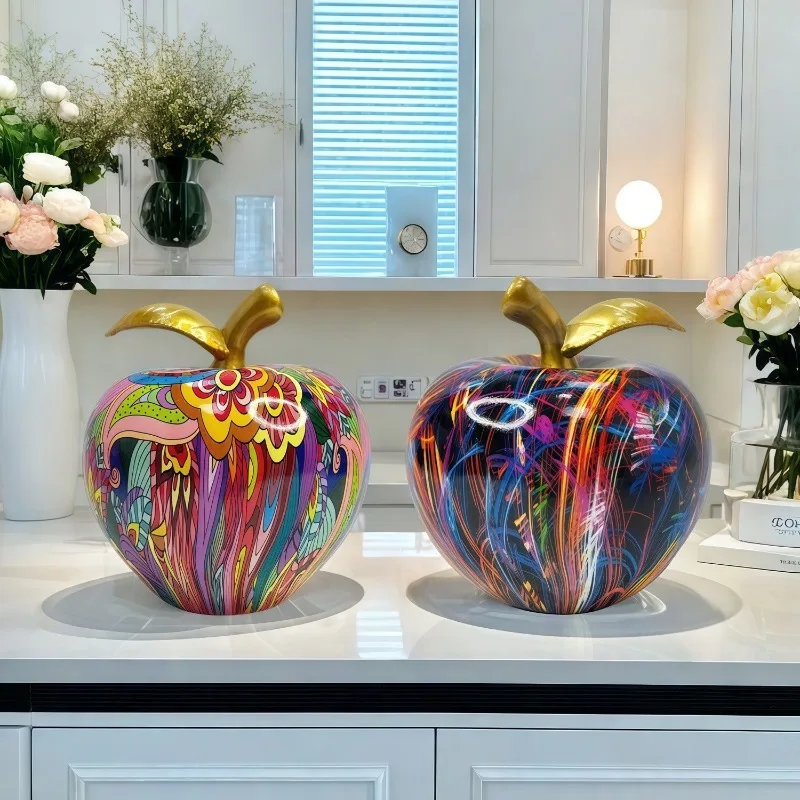 

Abstract and Gorgeous Apple Statue - Resin Art Decoration,Colorful Flower Patterns,Home and Office Decoration, Apple Decorations