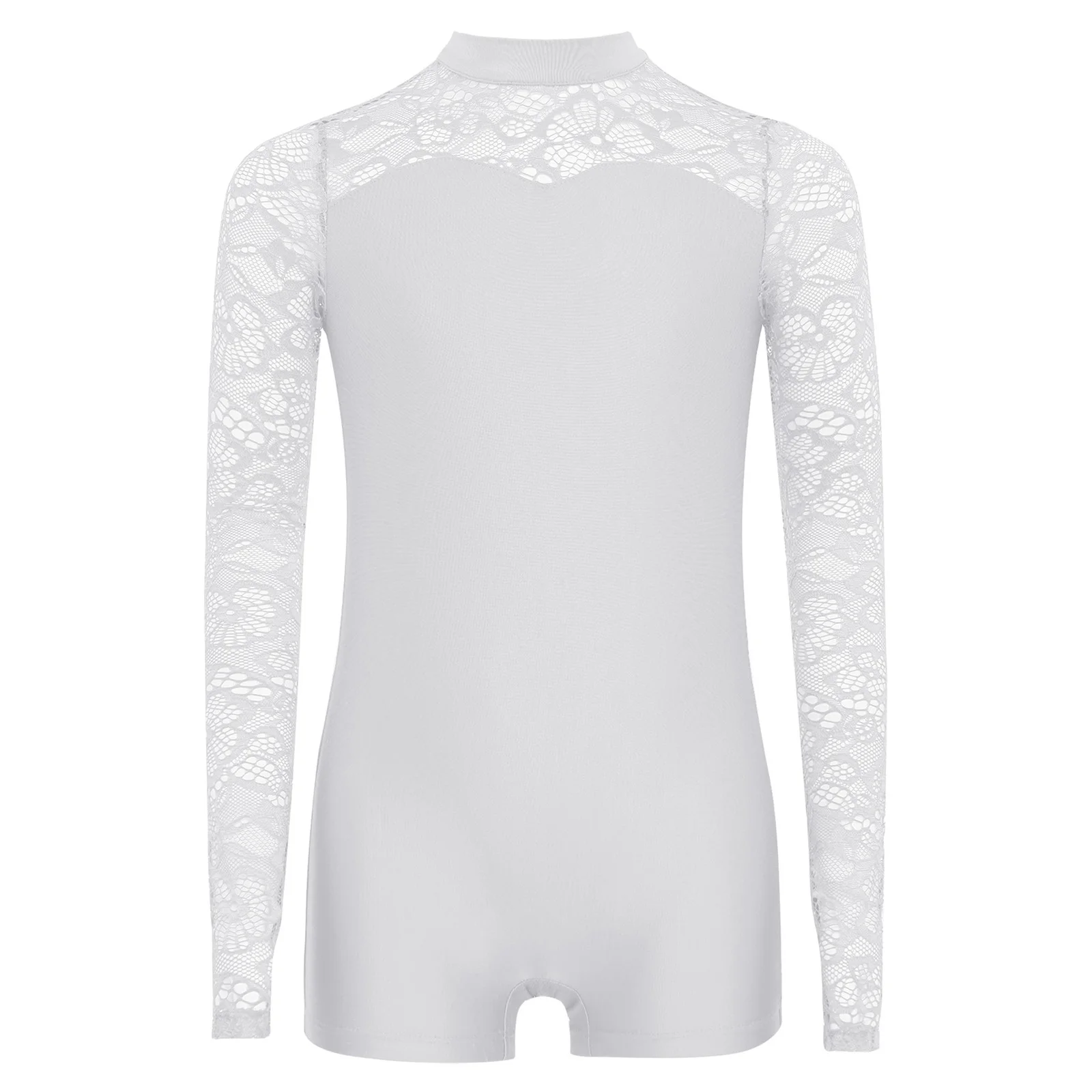 Kids Girls Floral Lace Ballet Dance Leotard Long Sleeves Bodysuit Figure Skating Gymnastics Yoga Workout Jumpsuit Dancewear