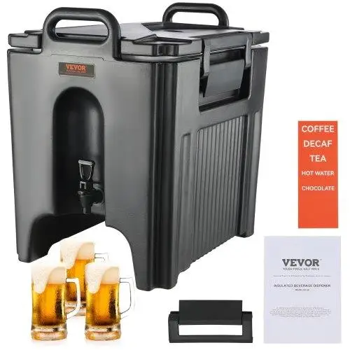 10 Gallon Insulated Beverage Dispenser, -Grade Thermal Drink Server with Dual Faucet Handle for Hot & Cold Drinks, for