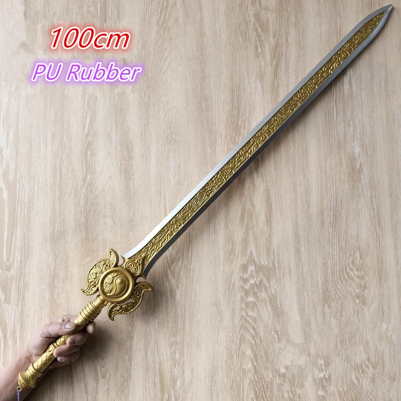 Cosplay 1:1 Game Naraka Bladepoint Long Sword Sun Moon Wolf Lord Broadblade Cosplay Safety PU Weapons Role Playing Toy 100cm