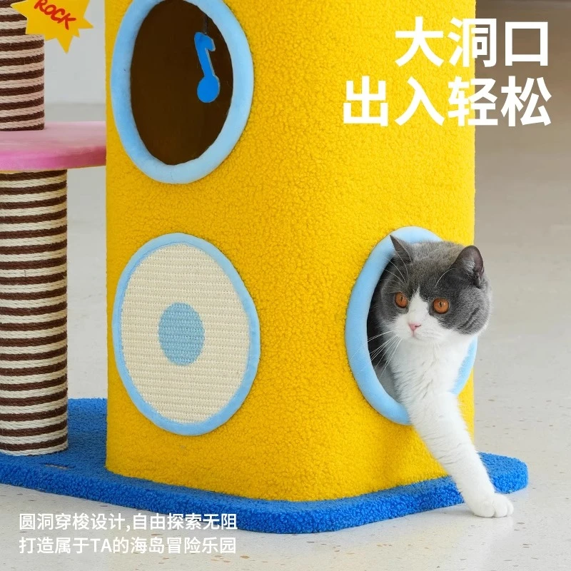 Multifunctional cat climbing frame cat nest scratching column integrated does not occupy a jumping platform