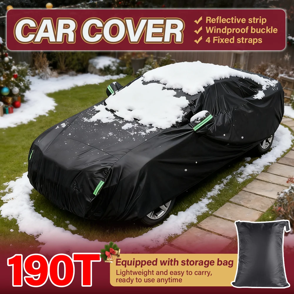 

Winter SUV Full Protective Car Cover 190T Waterproof and Anti-Freeze Material Black Universal Model with Side Zipper Opening