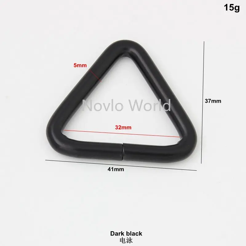 10-50個ダーク黒3サイズ19ミリメートル32ミリメートル38ミリメートル三角形非溶接スクールバッグストラップのウェビング金属三角リング