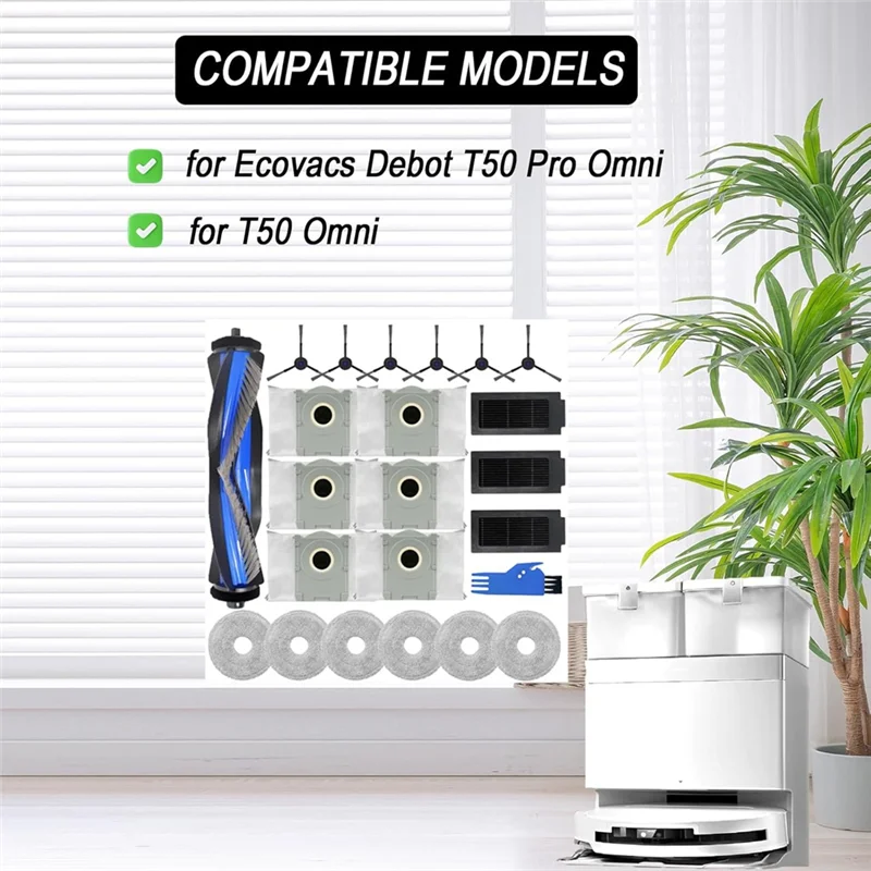 AC39-หุ่นยนต์เครื่องดูดฝุ่นชุดอุปกรณ์เสริมสําหรับ Ecovacs Deboot T50 Pro, T50 Omni, T50 Max, T50 Pro Omni