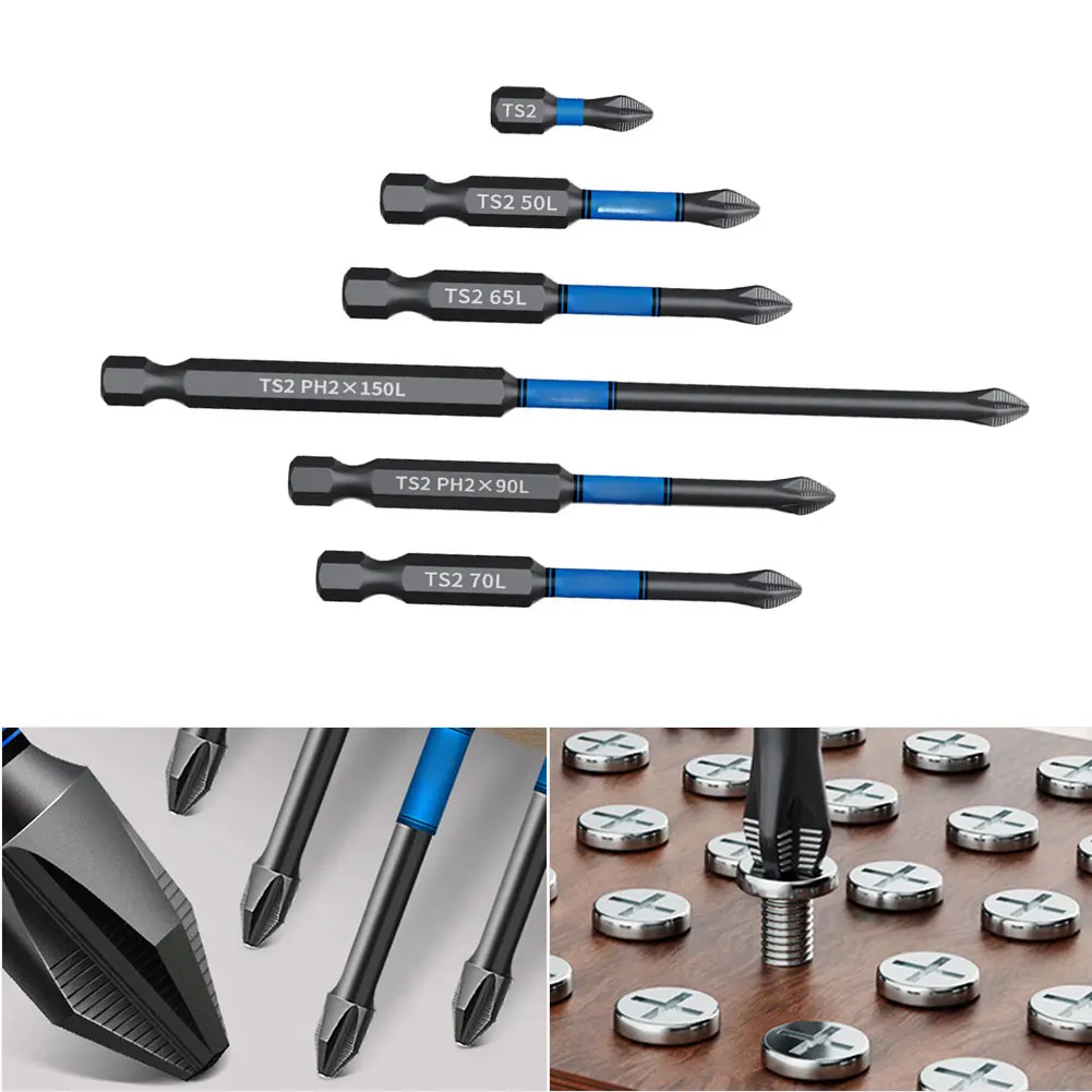 1/6PCS Magnetic Screwdriver Bits Alloy Steel Construction For Use With Power Tools And Handheld Fastening Equipment