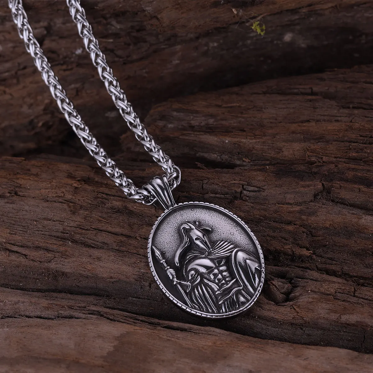 Stainless Steel Ancient Greek Sparta Pendant Necklace Men's Never Fade Punk Hip Hop Versatile Fashion Simple Necklace Jewelry