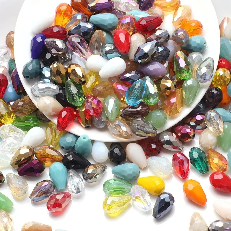 Tear Drop Mixed Color Faceted Crystal Glass Beads Pear Shape Loose Crafts for Jewelry Making DIY Needdlework 100Pcs/Lot 4x6mm image 3