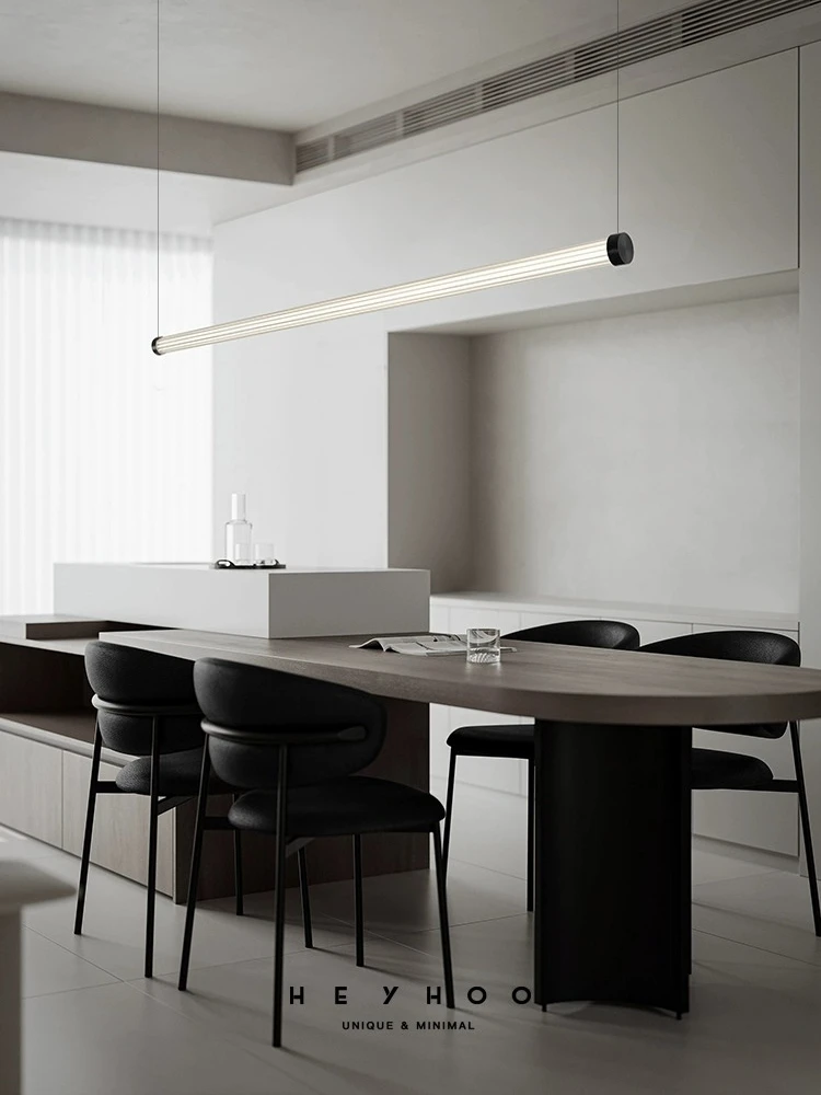 Italian minimalist restaurant chandelier, Nordic bar counter design, creative and minimalist straight glass strip lamp