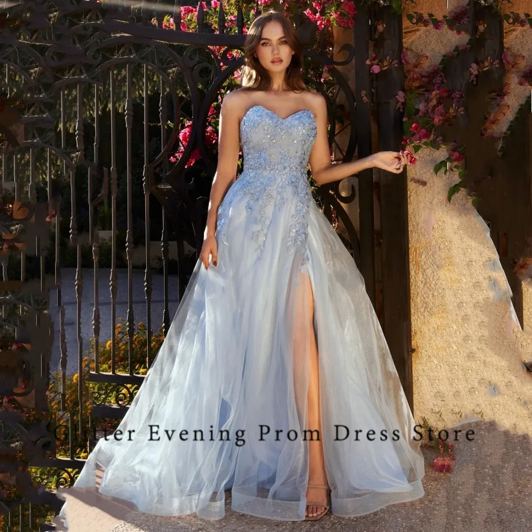 2024 Elegant Sexy Prom Dresses For Women A-Line Sweetheart Backless Appliques Tulle Custom Made Birthday Evening Party Dresses