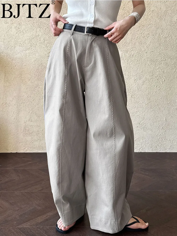 

BJTZ Vintage 3D Cutting Cargo Wide Leg Pants Spring New Straight Leg Pants Ripped Sickle Shaped Trousers 2025 Summer Tide