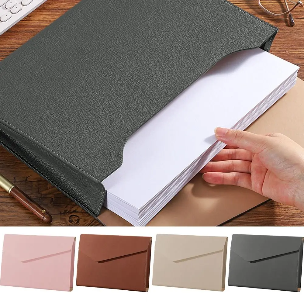 Large Capacity PU Leather File Bag Waterproof Magnetic Buckle a4 Document Folder Handheld Portable Files Briefcase Business
