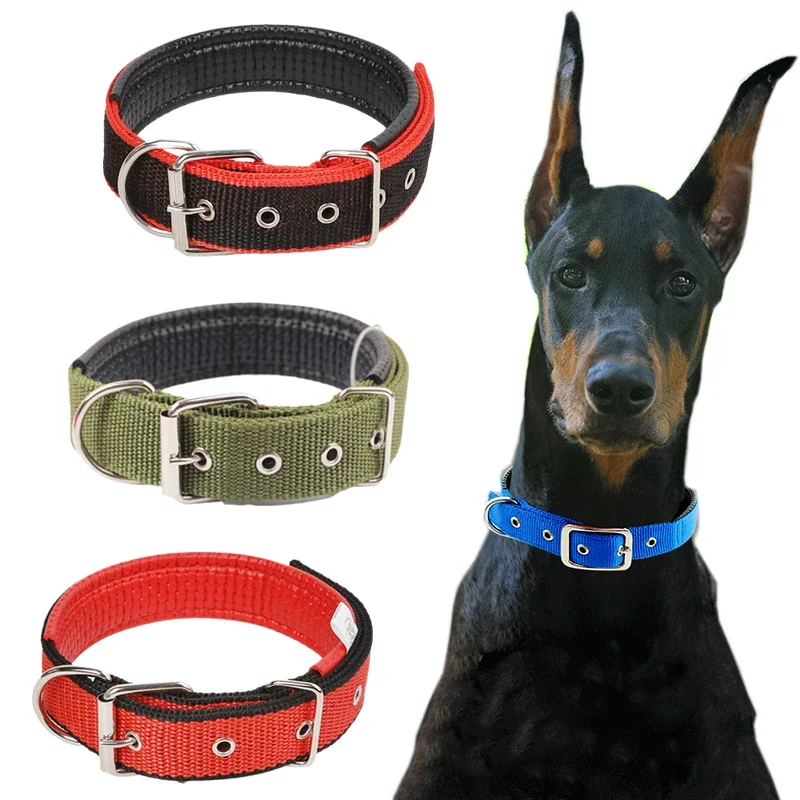 Durable Padded Puppy Big Dog Collars for Small Large Dogs Adjustable Nylon Collar Pet Accessories Greyhound Wheeling Supplies