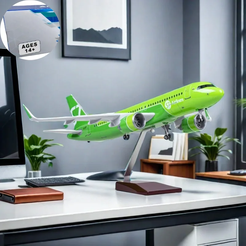 47CM 1/80 Airplane A320NEO A320 NEO Siberia S7 Airlines Model Toy Light & Wheel Landing Gear Diecast Resin Plane Model