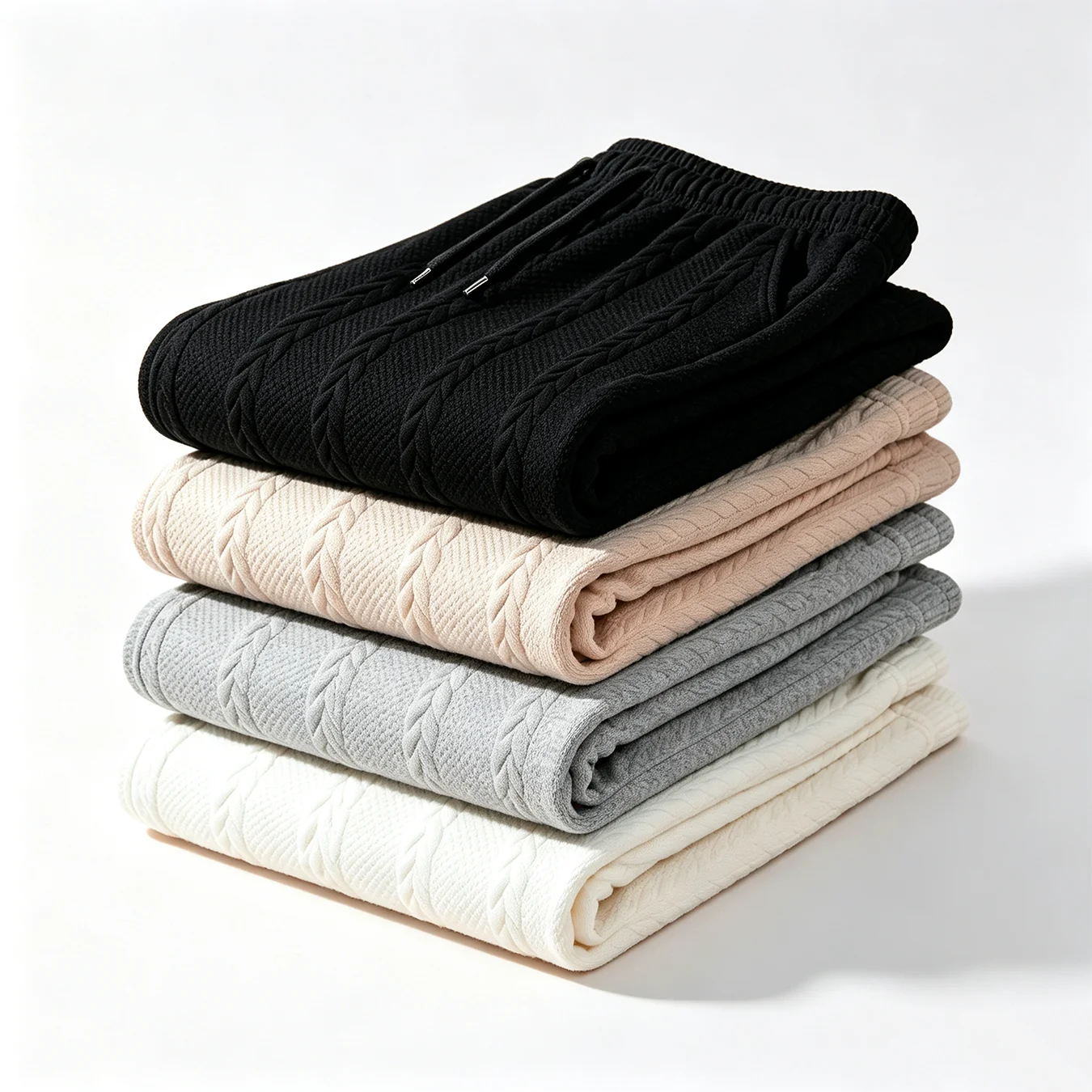 Men Cable Knit Joggers Textured Sweatpants Tapered Pants Braided Pattern Casual Trousers Ribbed Ankle Streetwear Gym Running