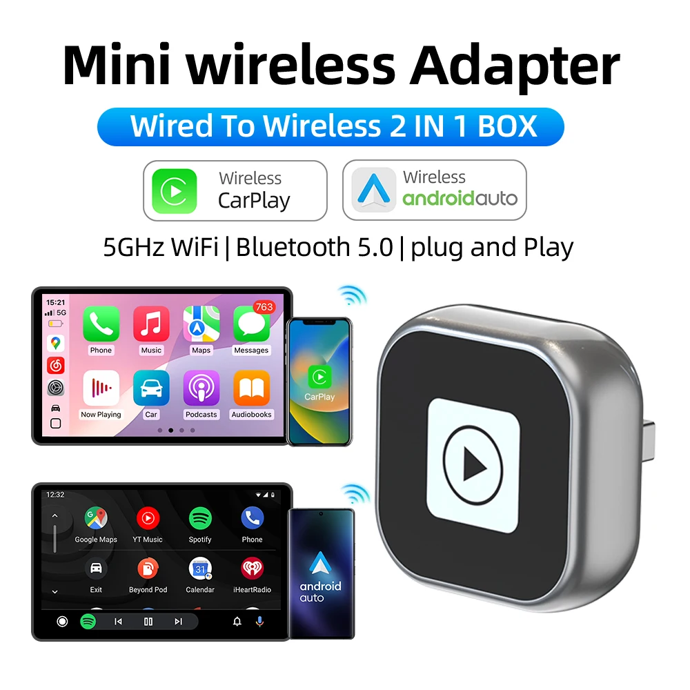 2 In 1 Carplay 2-in-1 Wireless CarPlay & Android Auto Adapter Dongle - Plug & Play For IPhone 2 In 1 Carplay 2-in-1 Wireless CarPlay & Android Auto Adapter Dongle - Plug & Play For IPhone