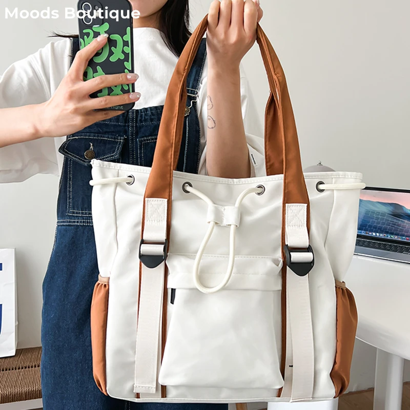 bolsos de mujeres en oferta Bolsos cruzados de hombro de tela de nailon a prueba de salpicaduras para mujer, bolso de mano multibolsillo con cordón,