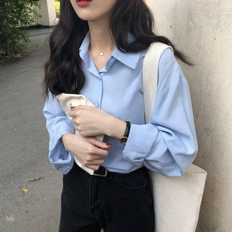 

Long Sleeve Shirts Womens Satin Ruffled Button Down Tops Slim Fit Subcultural Emo Harajuku Trendy Y2K Spring Daily Streetwear